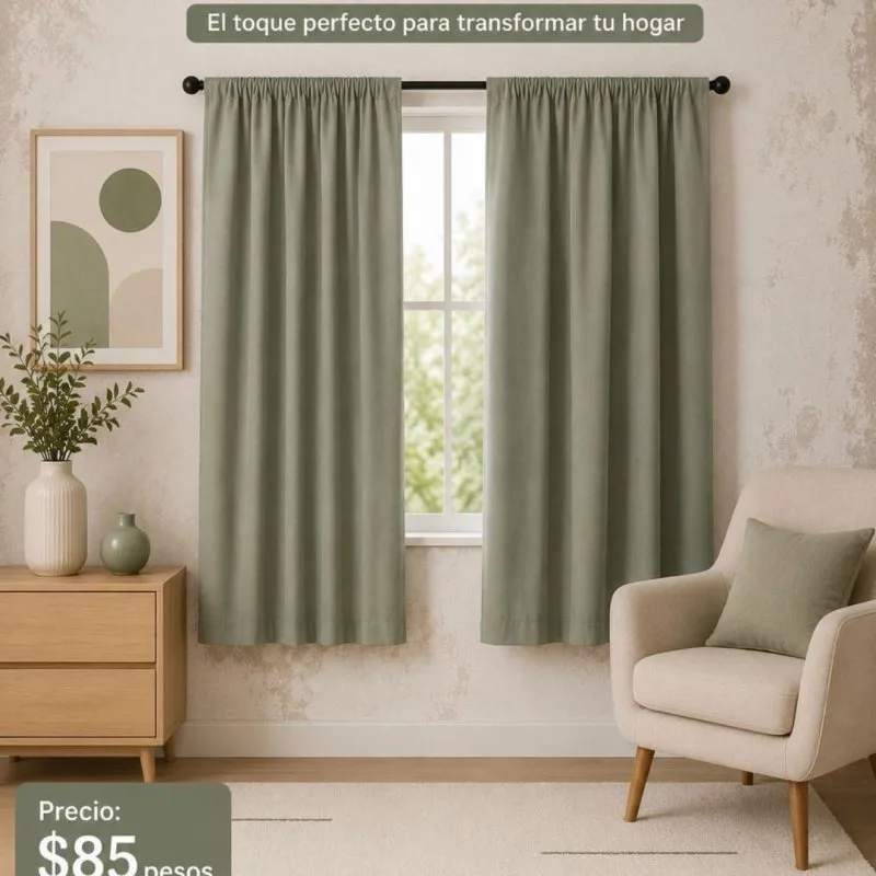 PARES CORTINAS VERDE CLARO