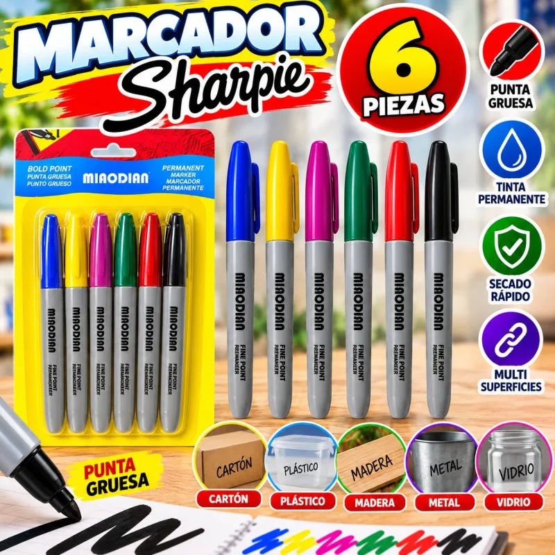 MARCADOR SHARPIE 6 PIEZAS